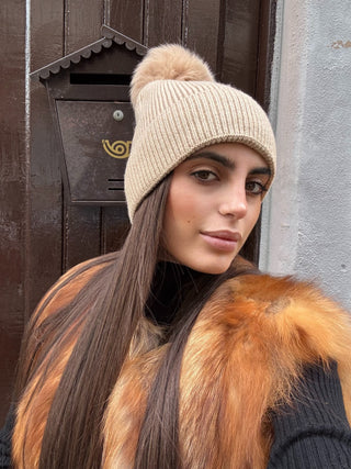 Cappello pon pon volpe