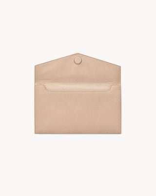 POCHETTE UPTOWN IN PELLE GOFFRATA DARK BEIGE