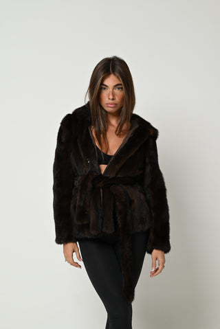 Visone cappuccio e cintura 795