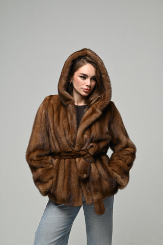 Visone cappuccio e cintura 1006